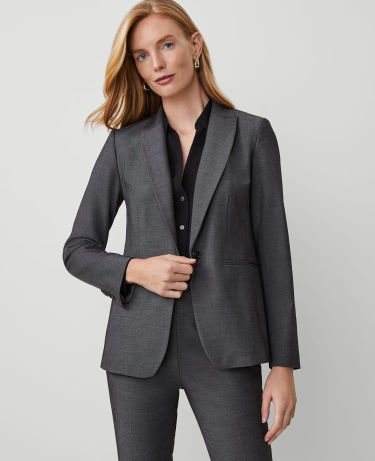 The Long Single Button Blazer in Bi-Stretch