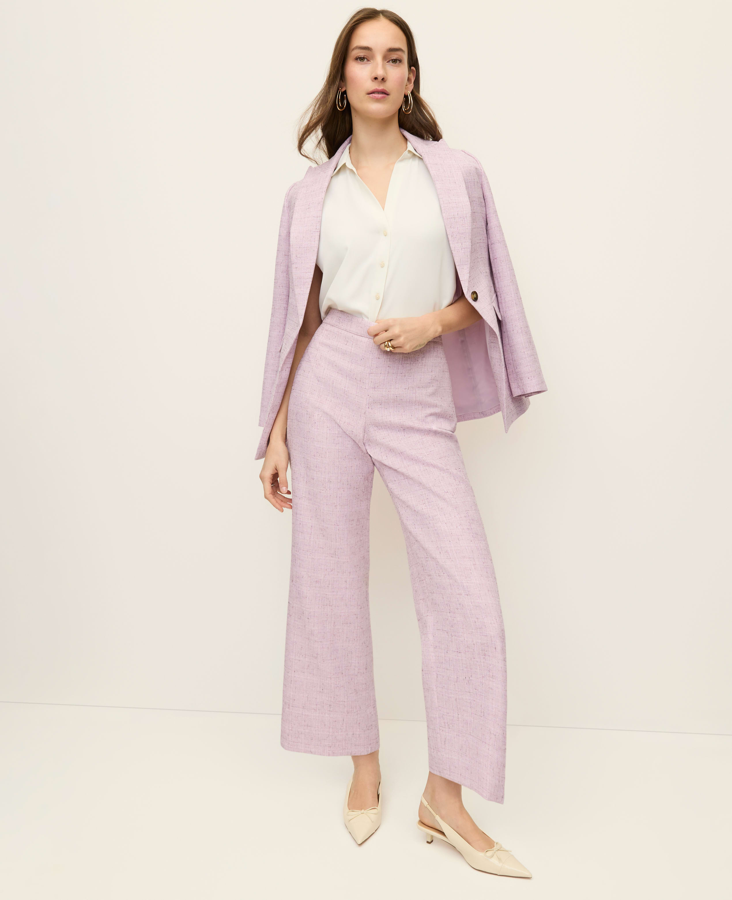 The Side Zip Straight Pant in Tweed
