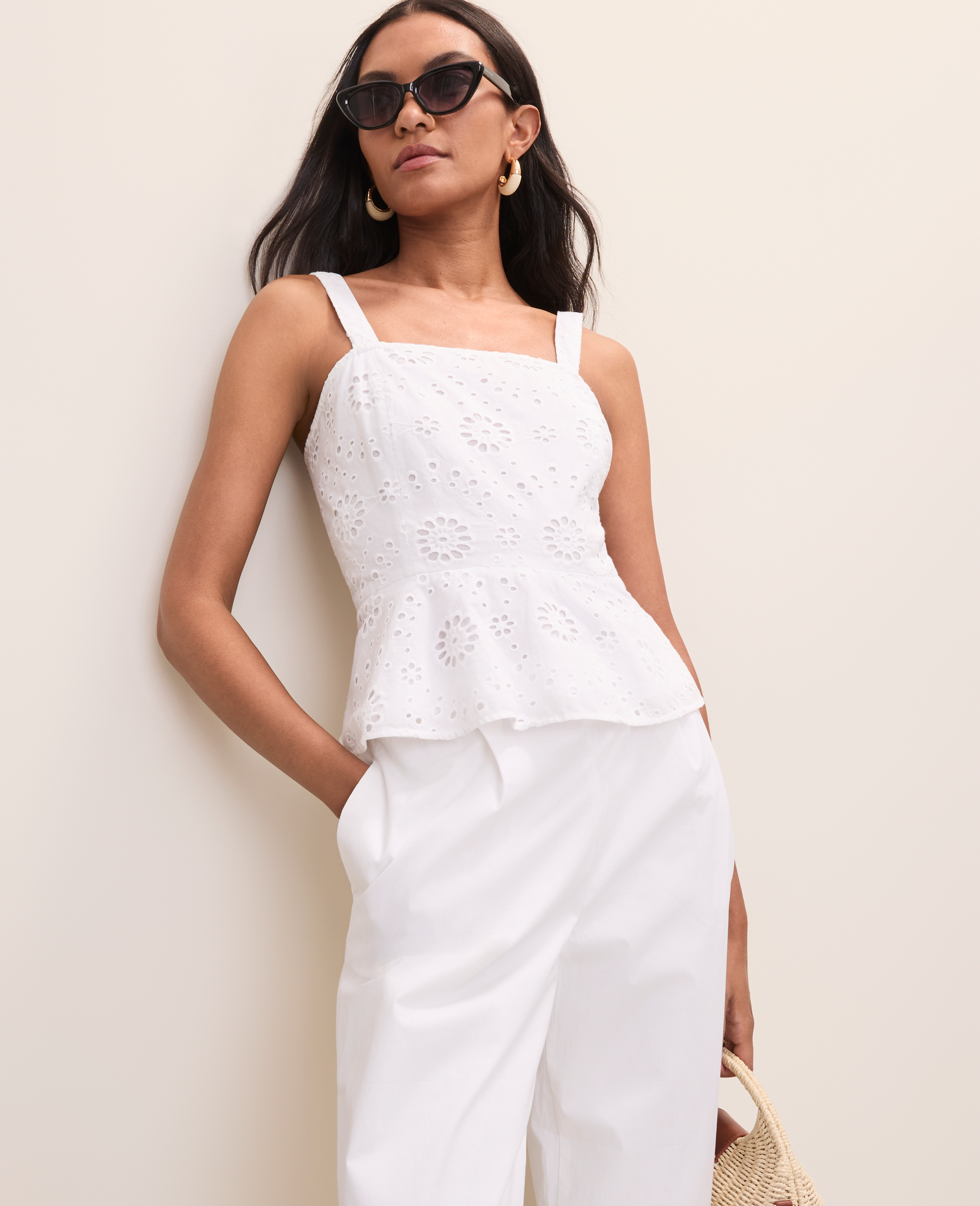 Eyelet Peplum Top
