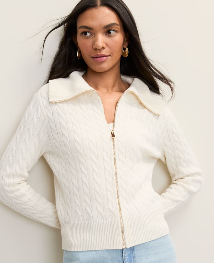 Petite Weekend Cable Sweater Jacket