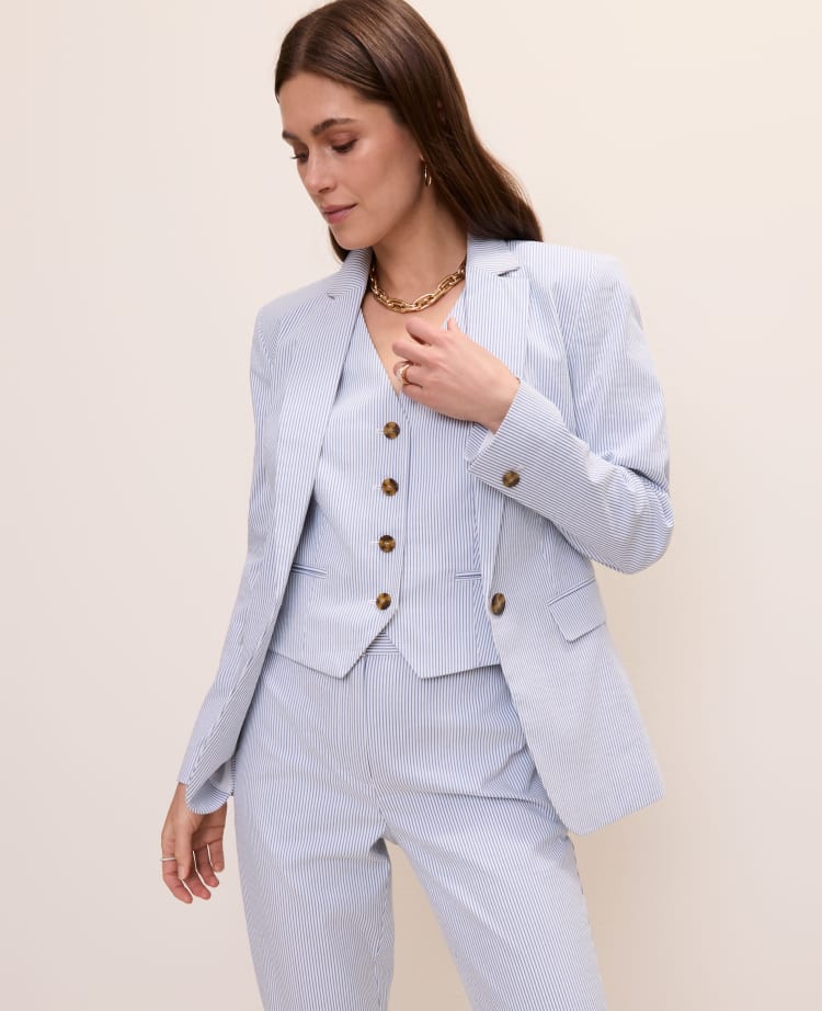 ジャケット・アウター ann The Long One Button Blazer in Seersucker