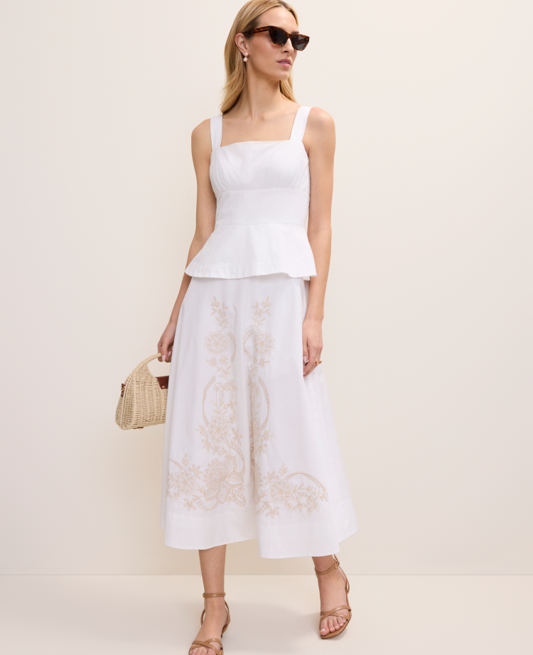 peplum embroidered bodycon dress in white Ann Taylor Flare Midi Size 8 Women's Chi chi london