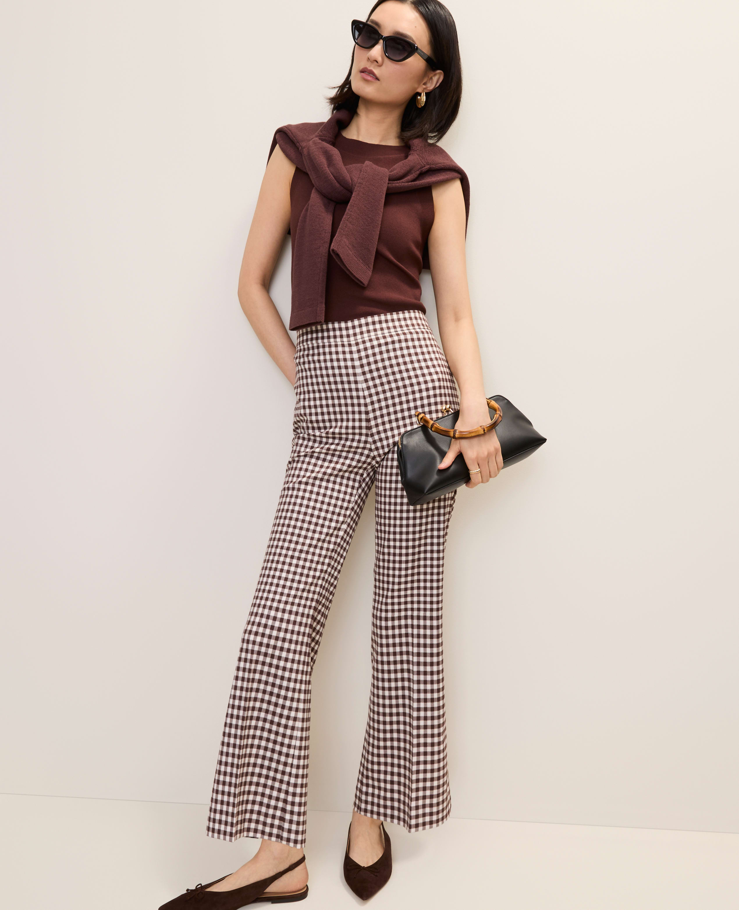 The Gingham Side Zip Flare Pant