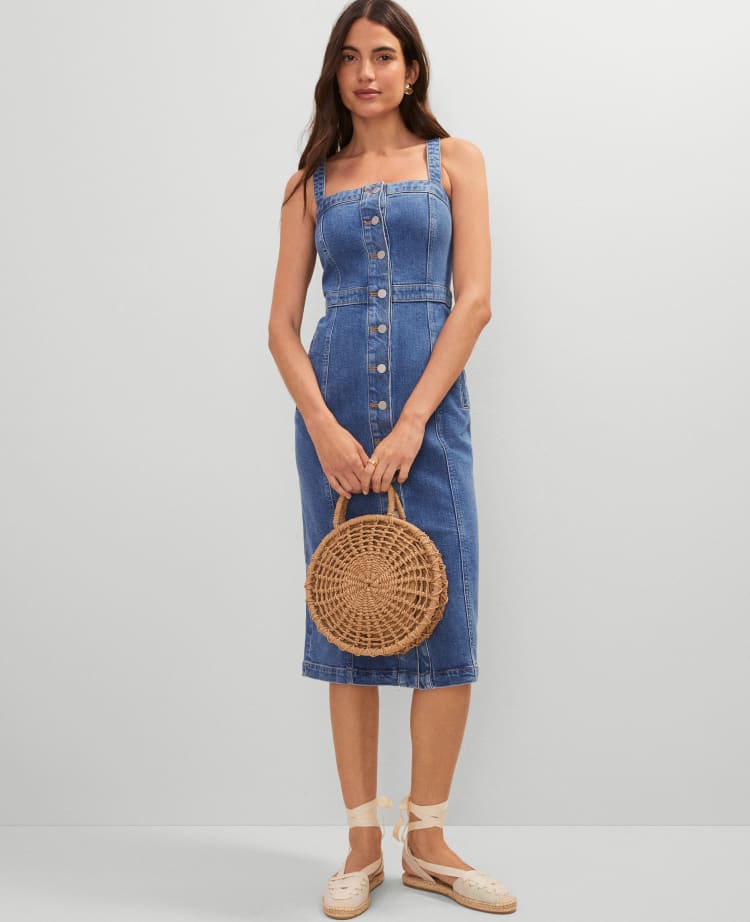 denim dress with ruffle sleeves Ruffle Sleeve Shirt Dress || Denim SMALL