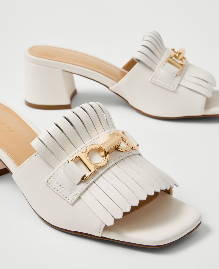 Leather Kiltie Block Heel Sandal