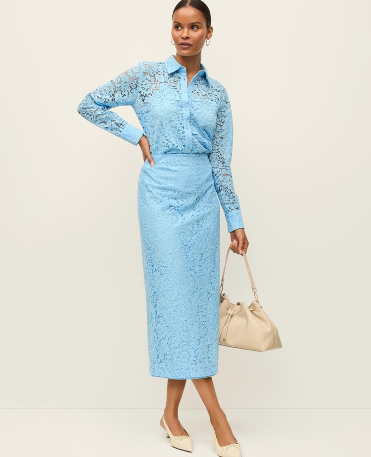 Petite Lace Column Midi Skirt
