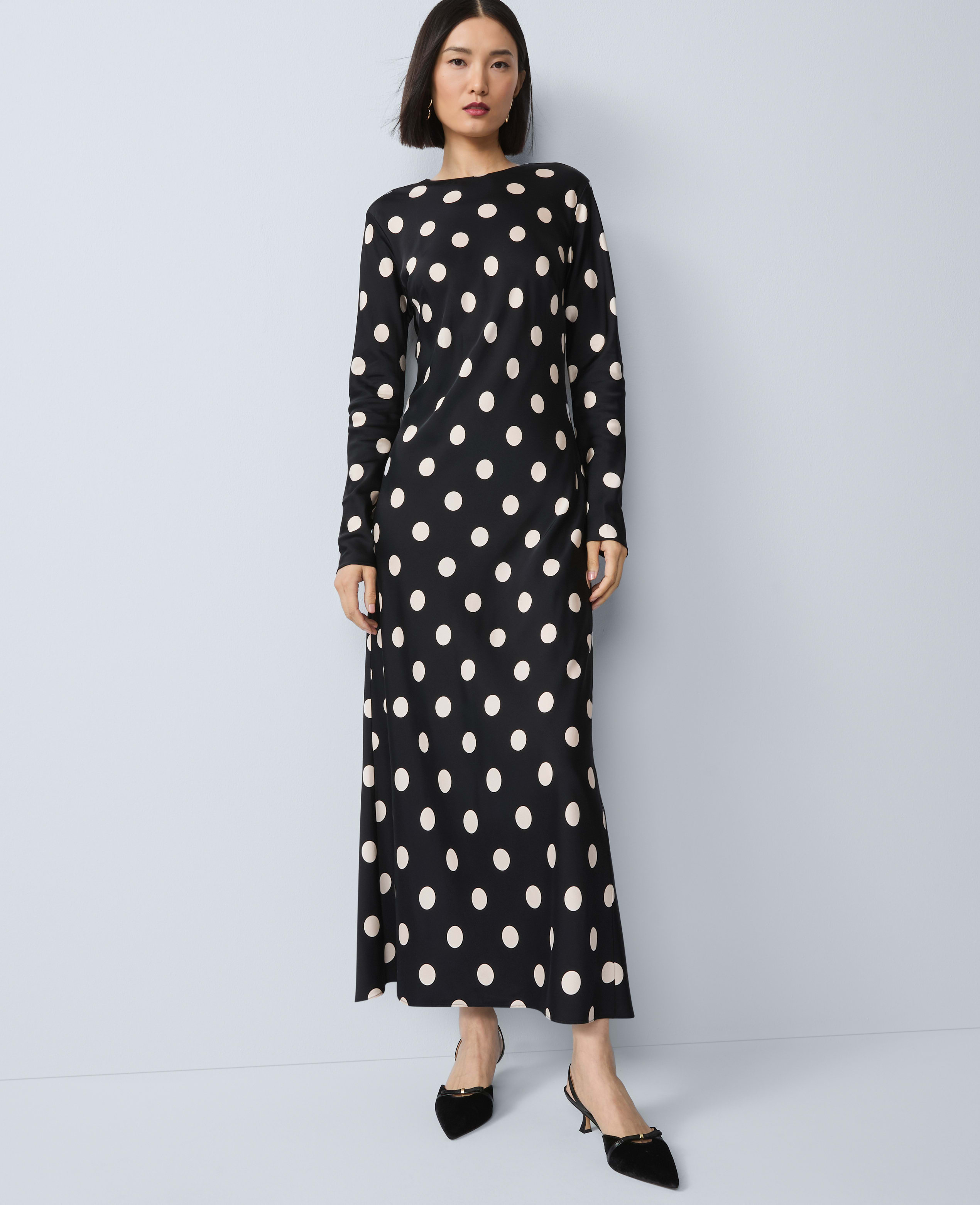 Dotted Satin Sheath Dress