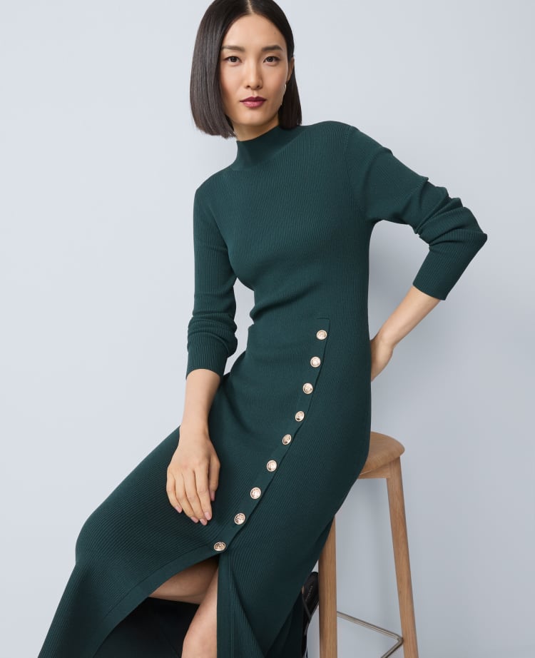 long sleeve maxi sweater dress Pomander Place Olive Brielle Sweater Dress Olive / XXS
