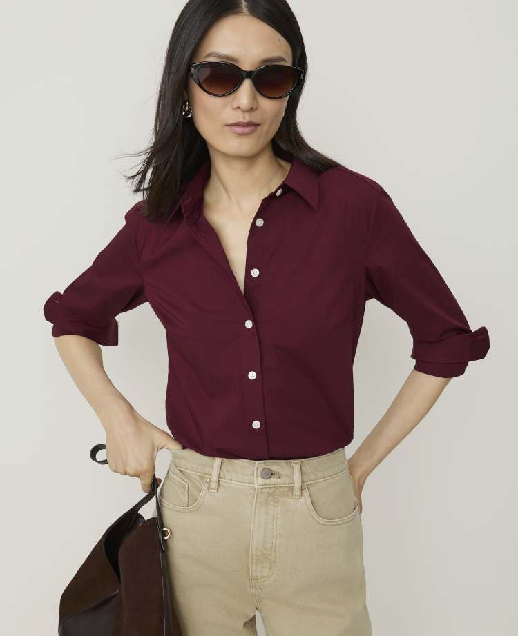 burgundy dress shirt women Perfect US Size:18W