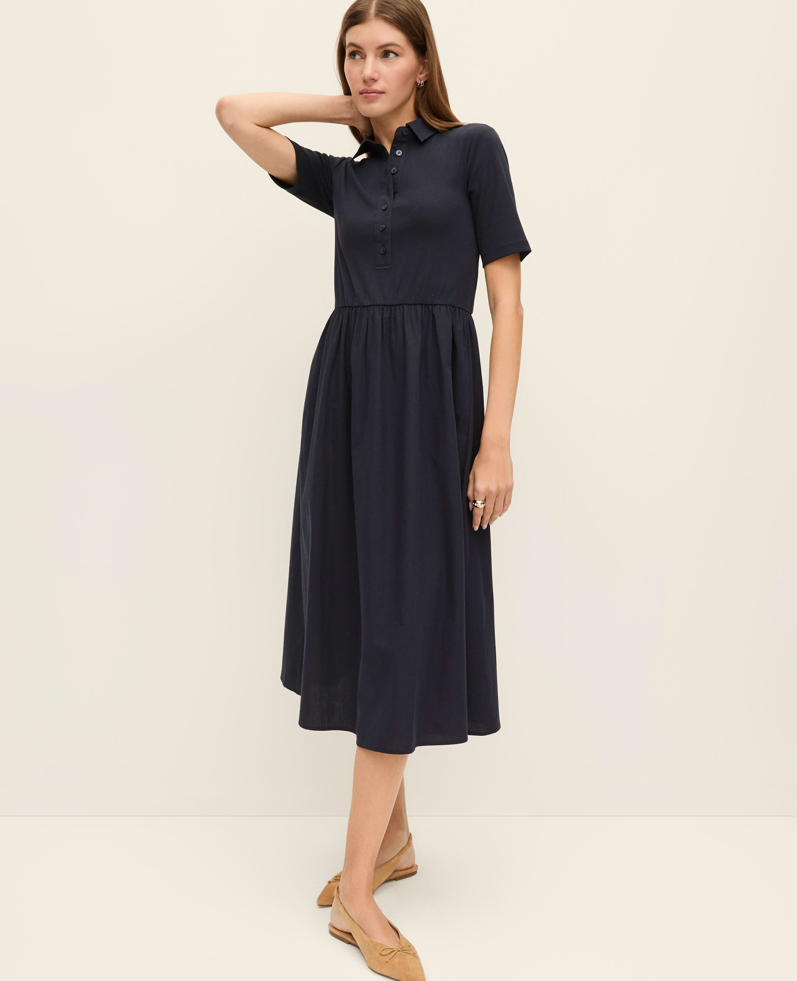 ann taylor mixed media flare midi dress Flare Style Dresses