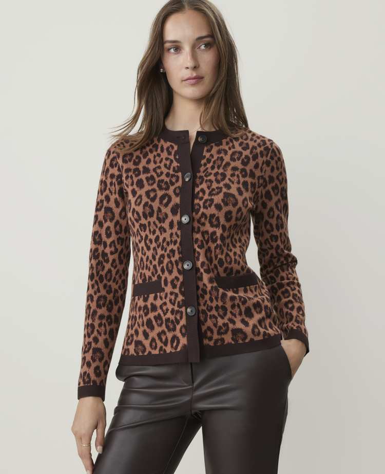 ジャケット・アウター Cardigan Jacket Animal Print Animal Print Jacquard Jacket