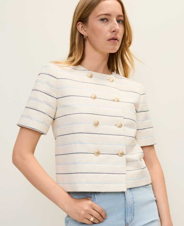 The Short Sleeve Crew Neck Jacket in Tweed