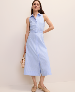 Striped Collared Halter Midi Dress