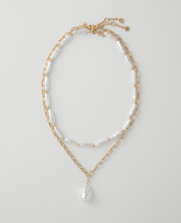 Layered Pearl Chain Necklace