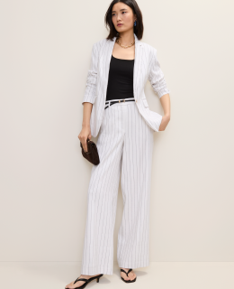 The Pinstripe Wide-Leg Pant in Linen Blend