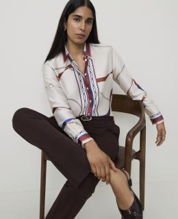 Horsebit Print Modern Shirt in Satin