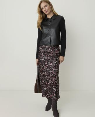 Paisley Midi Slip Skirt in Satin