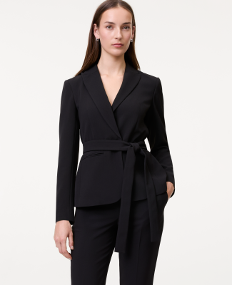 The Belted Blazer in Fluid Crepe