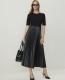 Pleated Midi Dress in Faux Leather - thumbnail 1