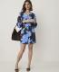 Floral Belted V-Neck Flare Dress - thumbnail 2