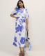 Floral Puff Sleeve Midi Dress in Linen - thumbnail 2