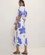Floral Puff Sleeve Midi Dress in Linen - thumbnail 3