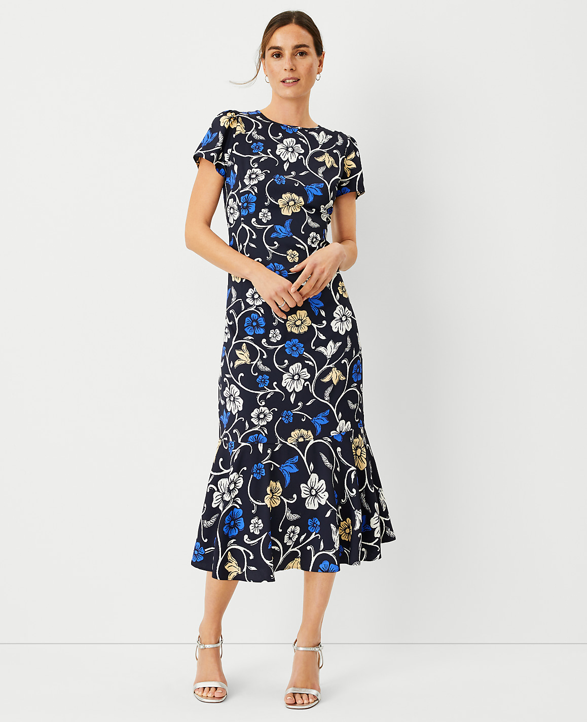 Petite Floral Flounce Sheath Dress
