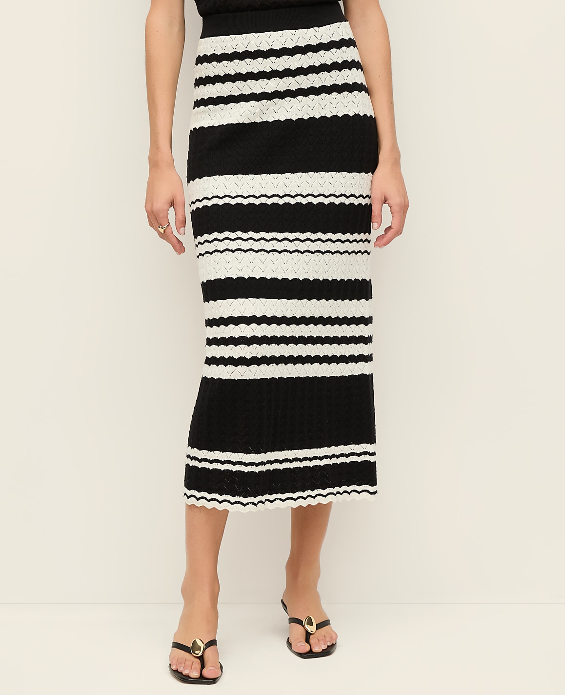 Striped Woven Midi Skirt