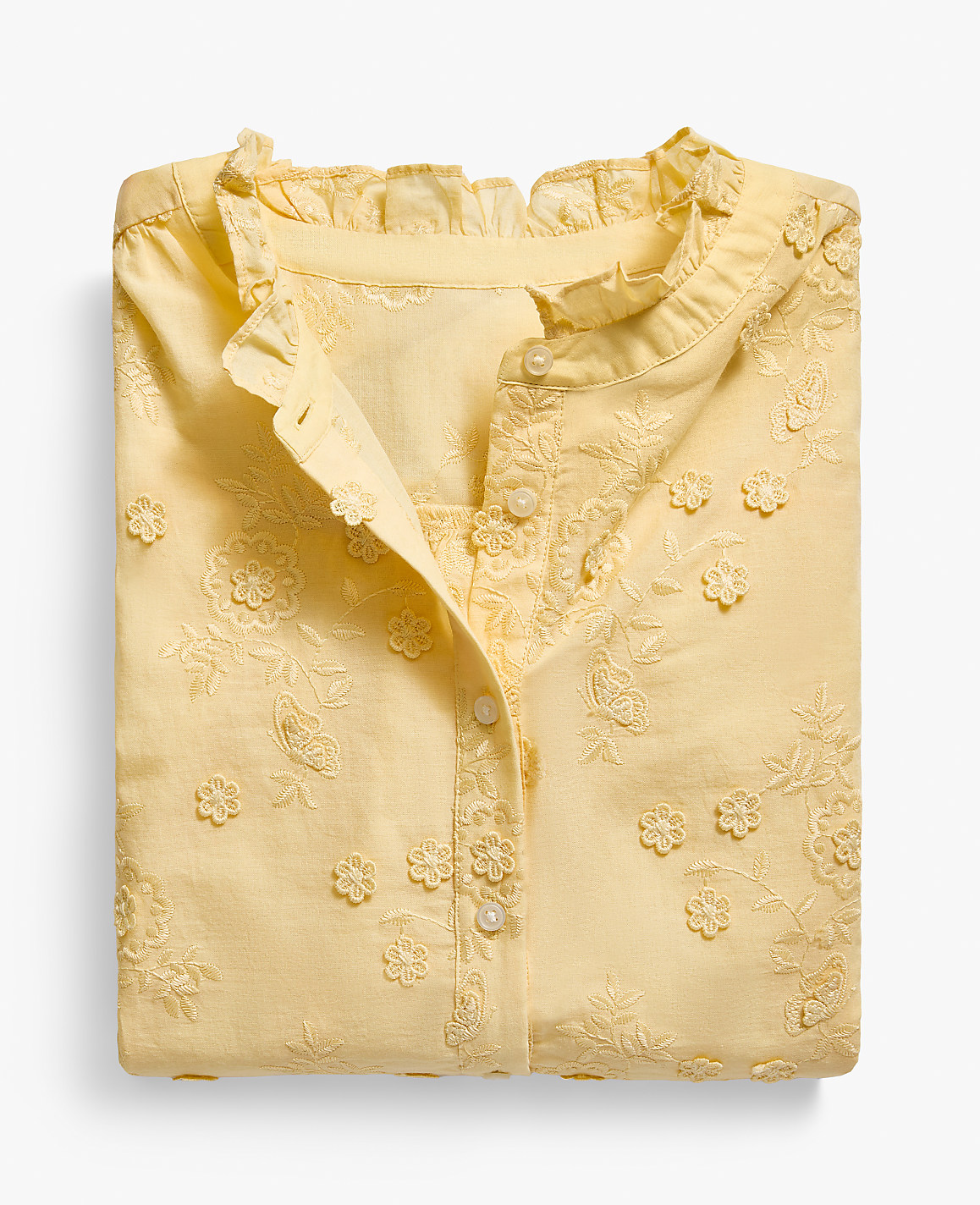 Embroidered Ruffle Collar Shirt