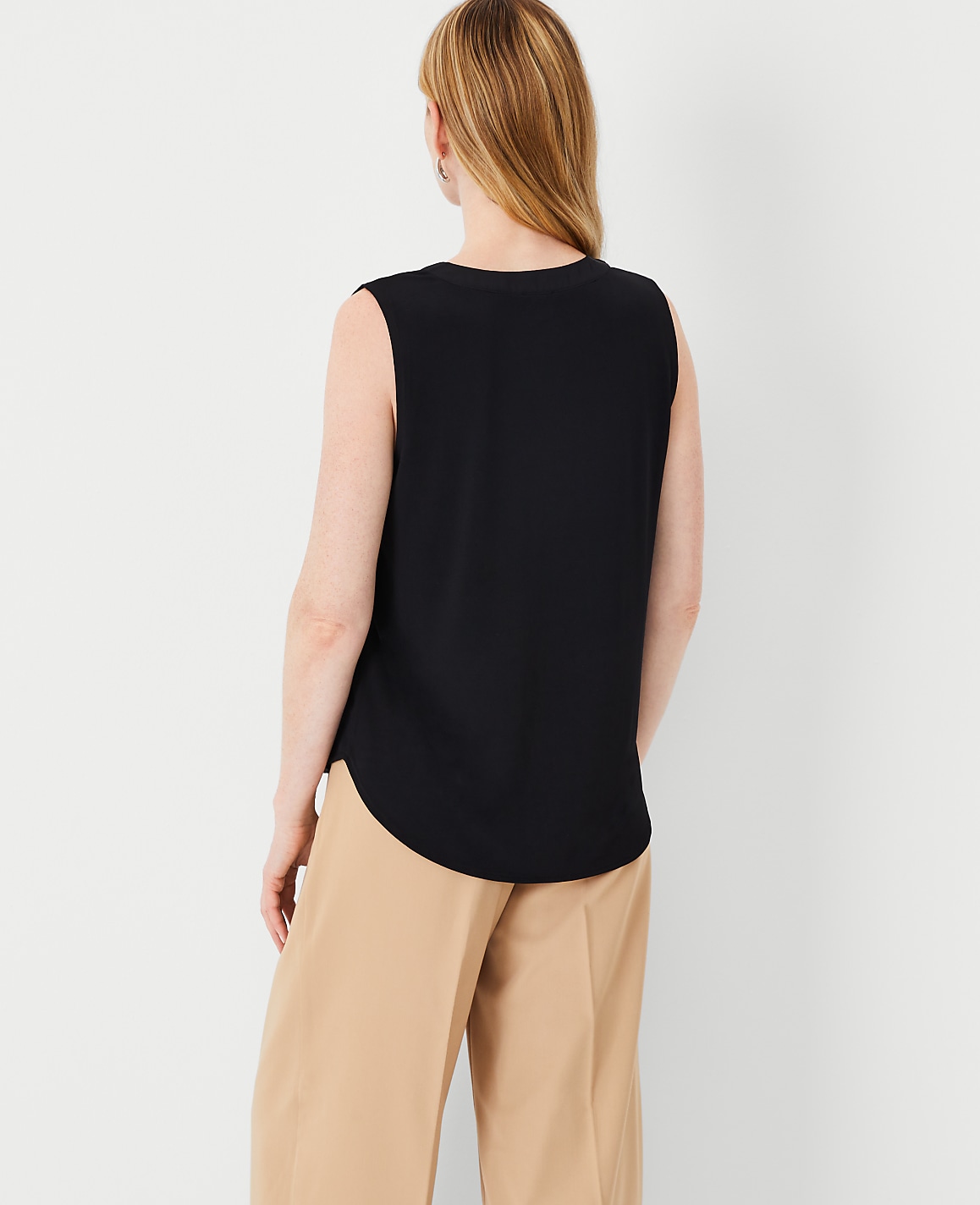 Petite Mixed Media Pleat Front Top