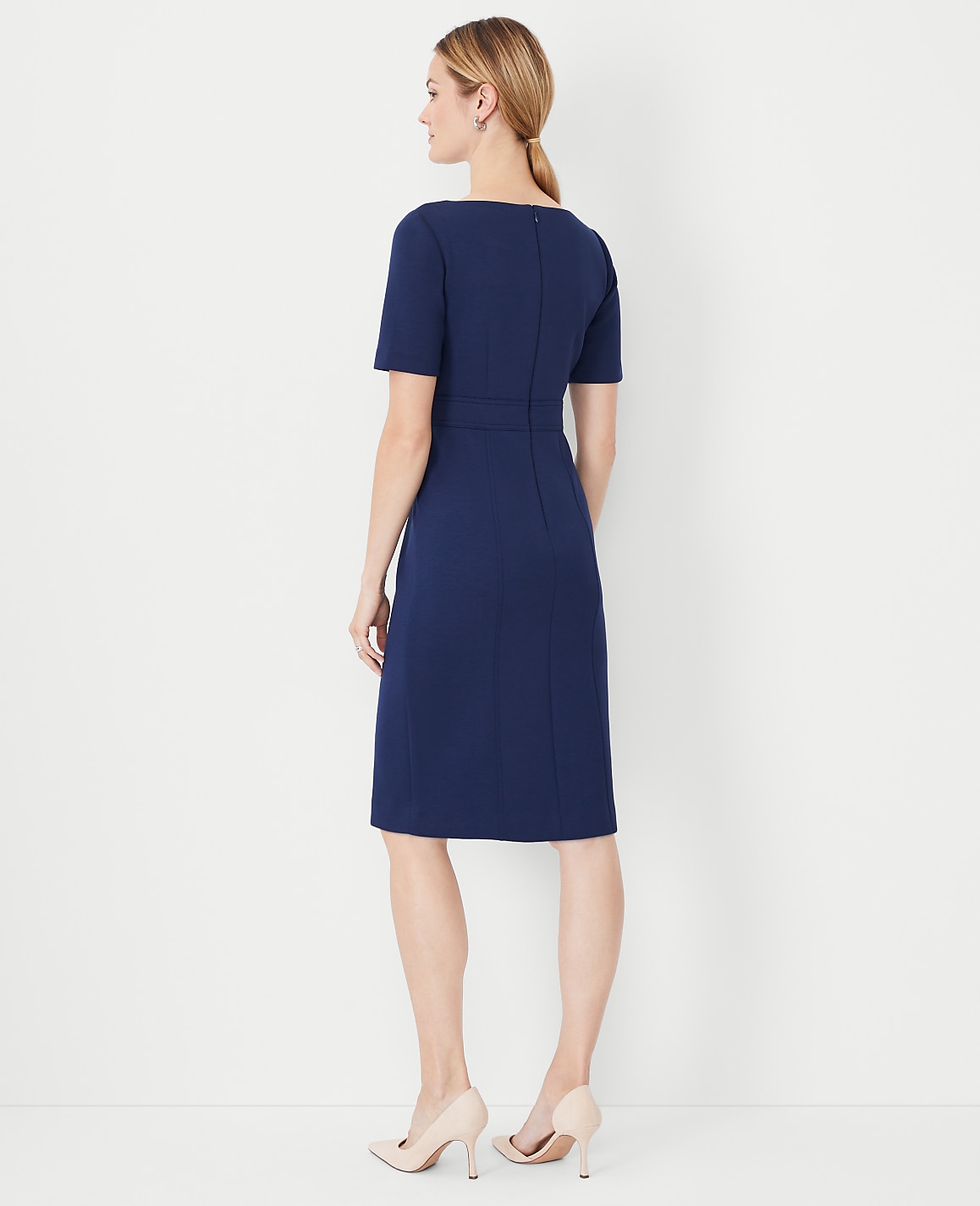 The Seamed Sheath Dress in Double Knit image number null
