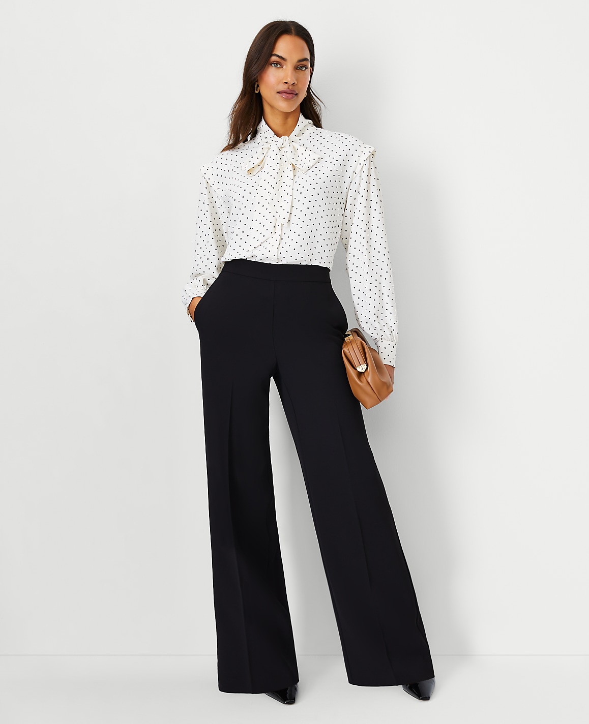 The Petite Side Zip Wide-Leg Pant in Fluid Crepe