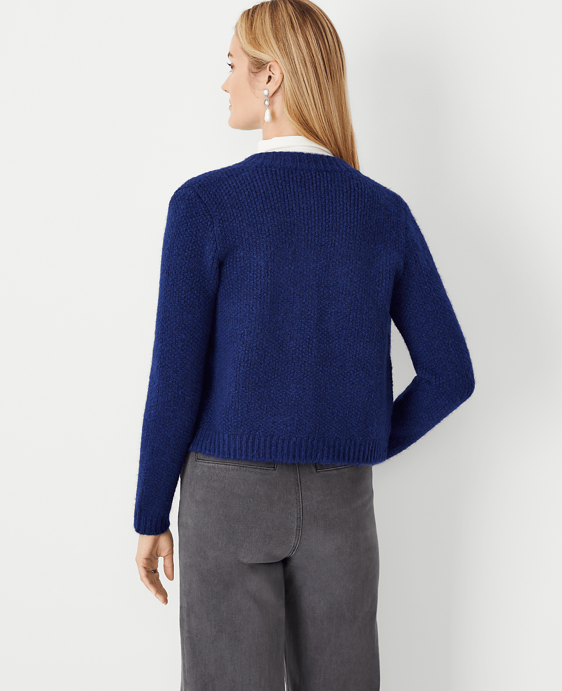 Jeweled Button Pocket Sweater Jacket