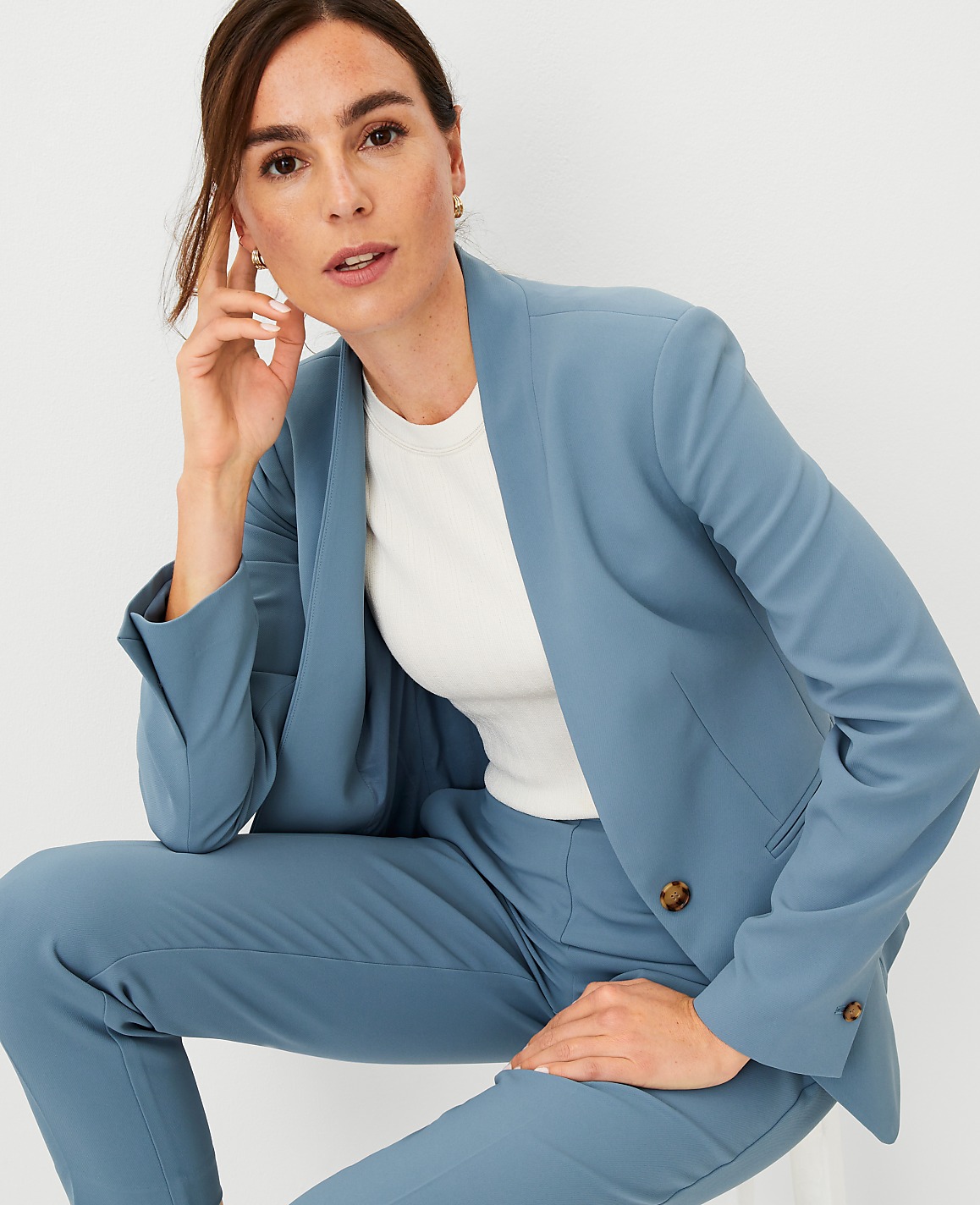 The Long Cutaway Blazer in Fluid Crepe