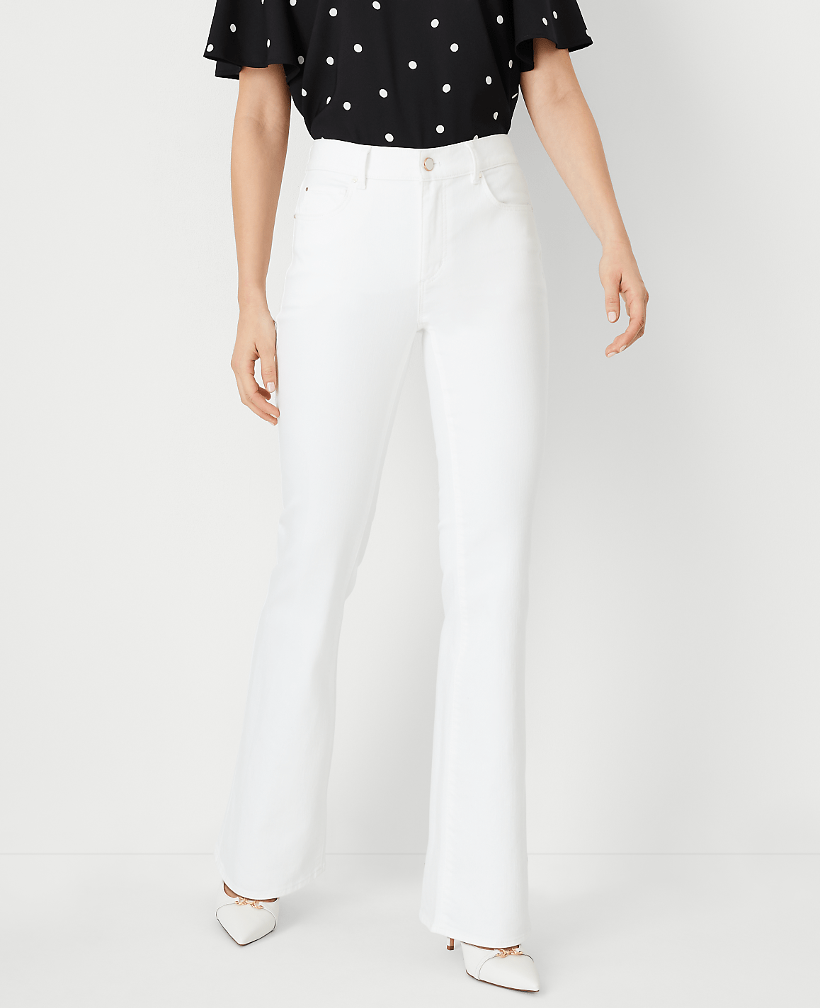 Petite Mid Rise Boot Jeans in White