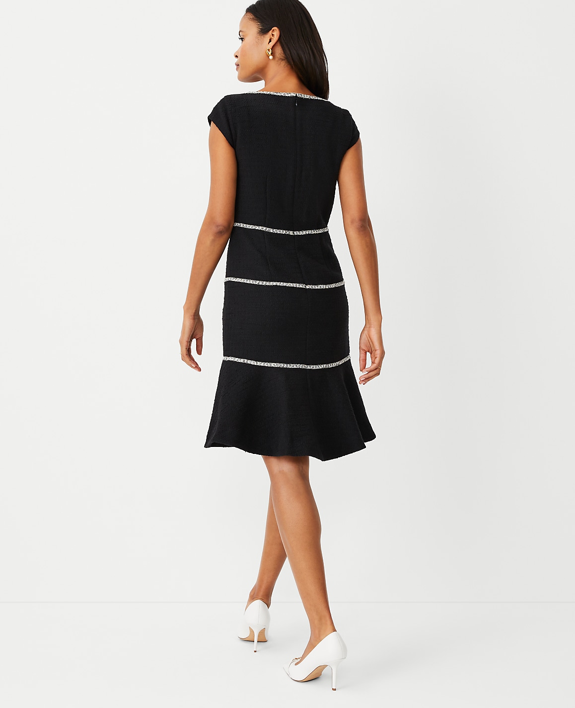 Petite Tweed Tiered Flare Dress