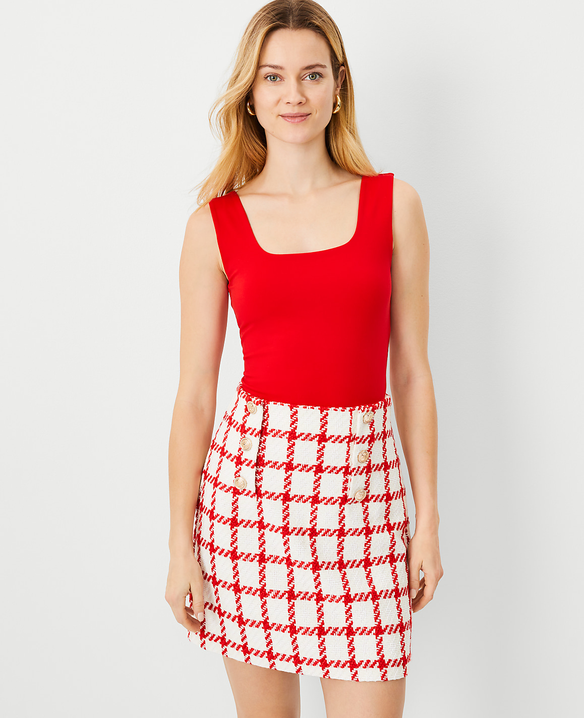 Petite Refined Knit Square Neck Tank Top