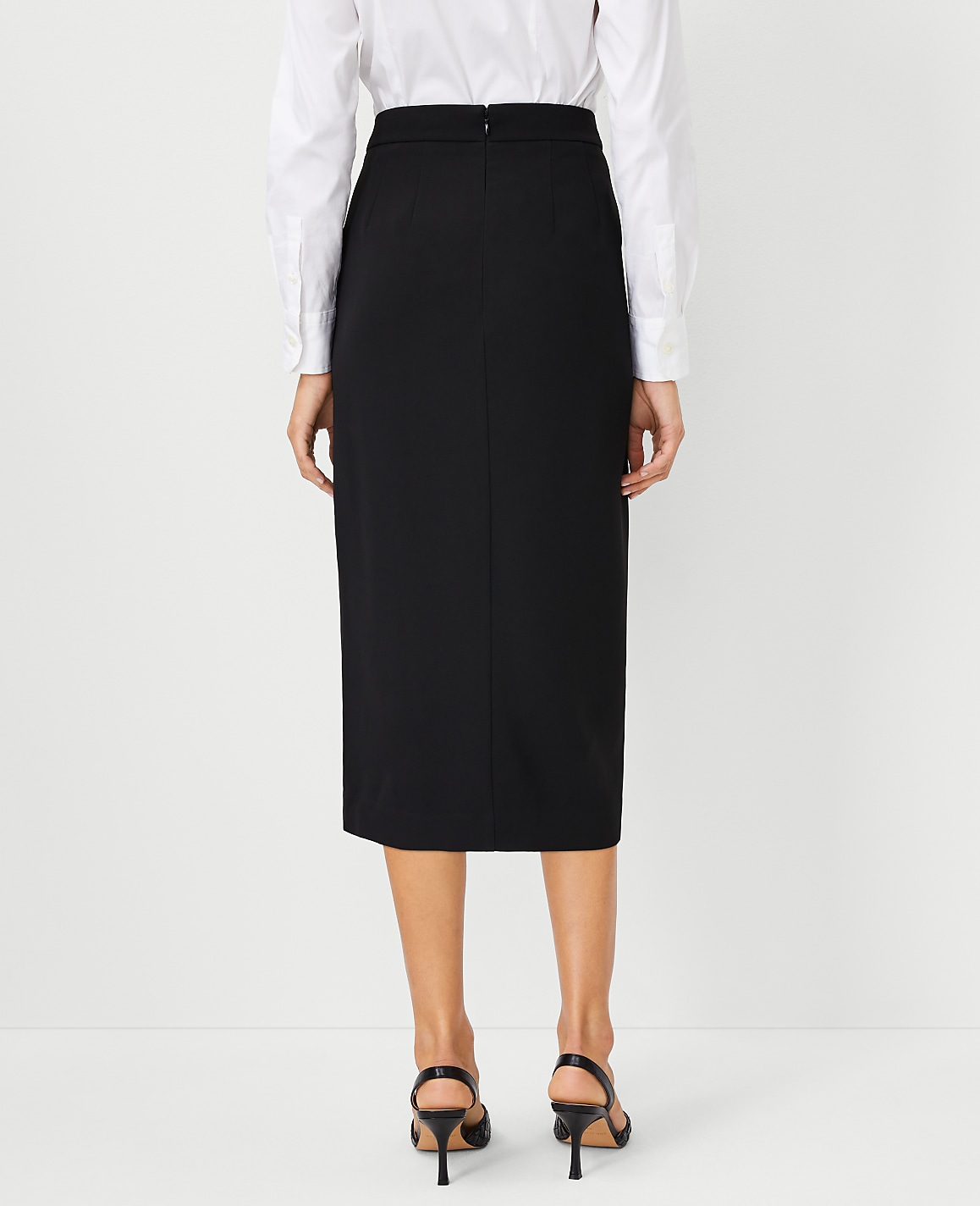 Button Wrap Pencil Skirt in Fluid Crepe