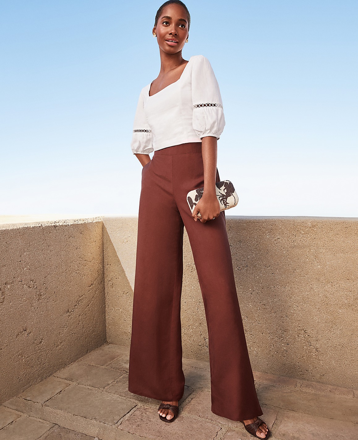 The Easy Palazzo Pant in Linen Blend