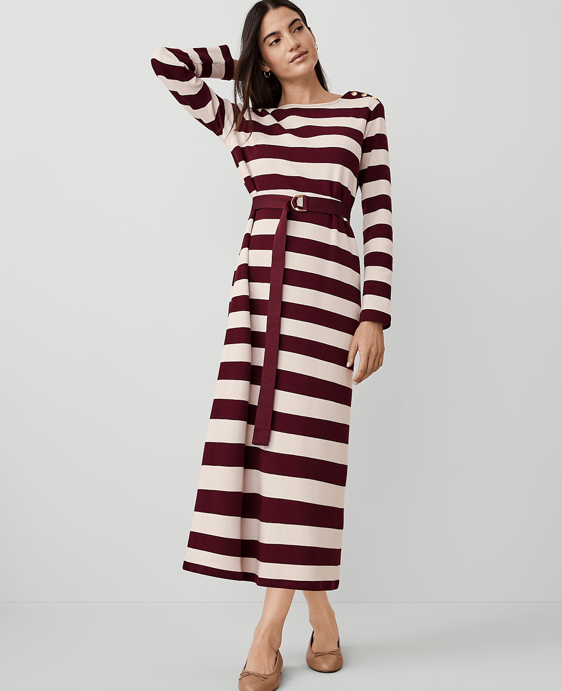 Weekend Collection Striped Knit Column Midi Dress