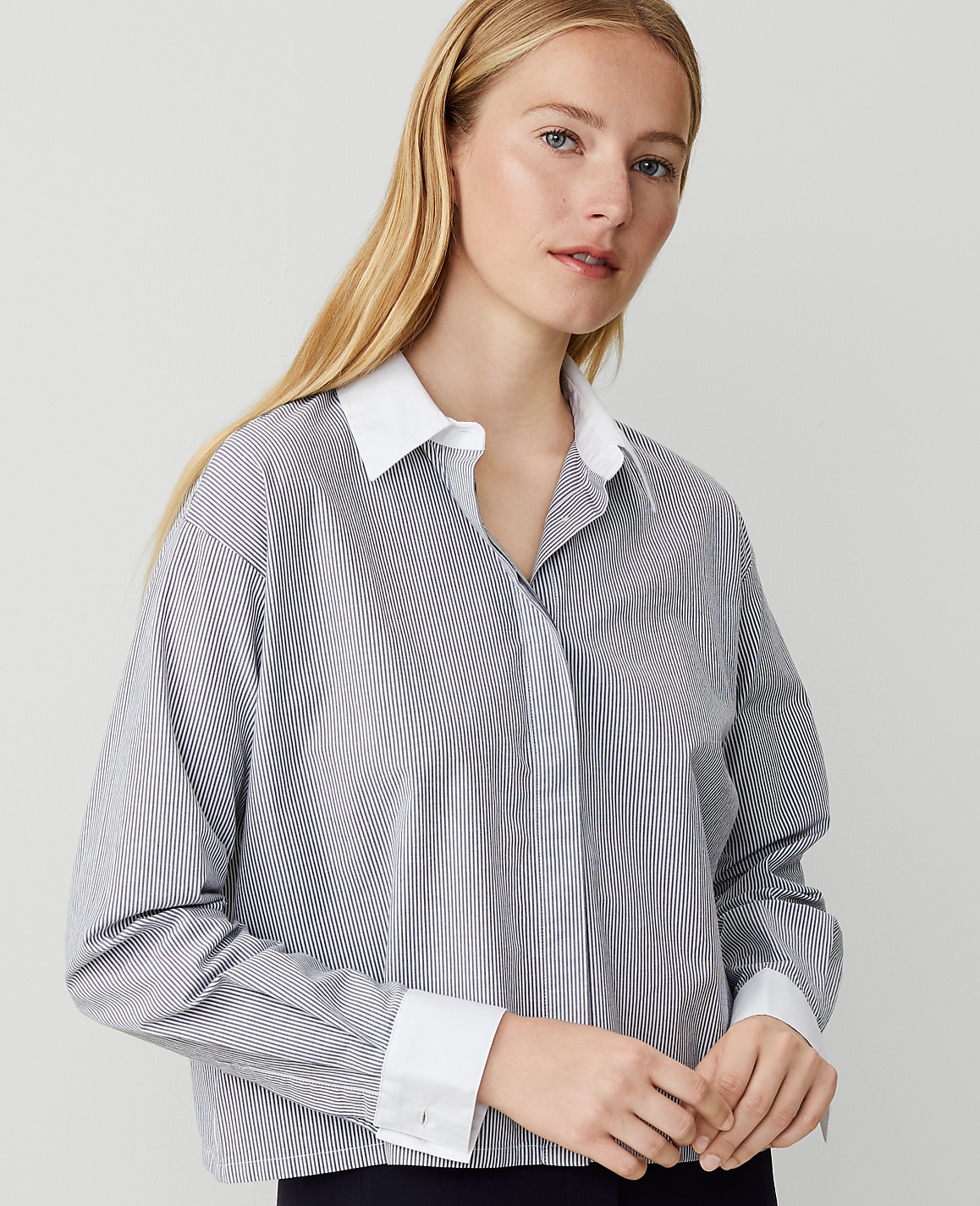 Weekend Collection Striped Cotton Blend Shirt