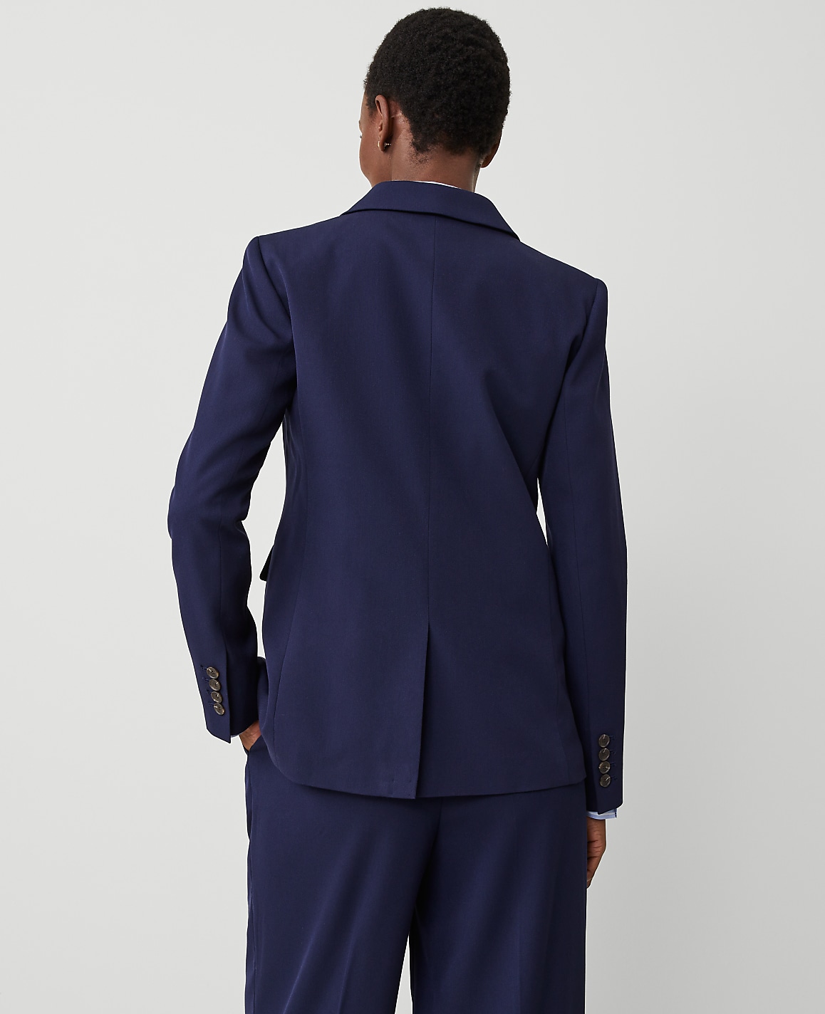 The Long One Button Notched Blazer in Textured Drape