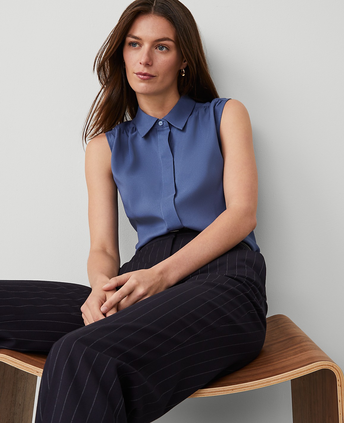 Shirred Yoke Sleeveless Shirt