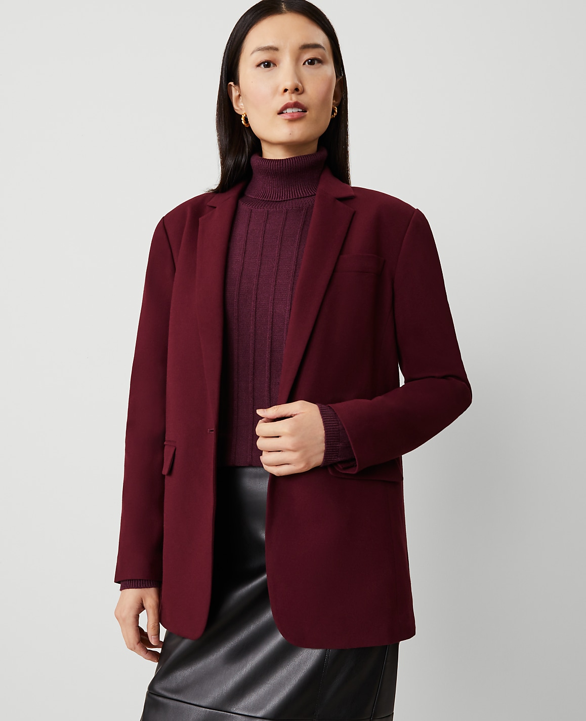 Flannel Heather Notch Collar Blazer