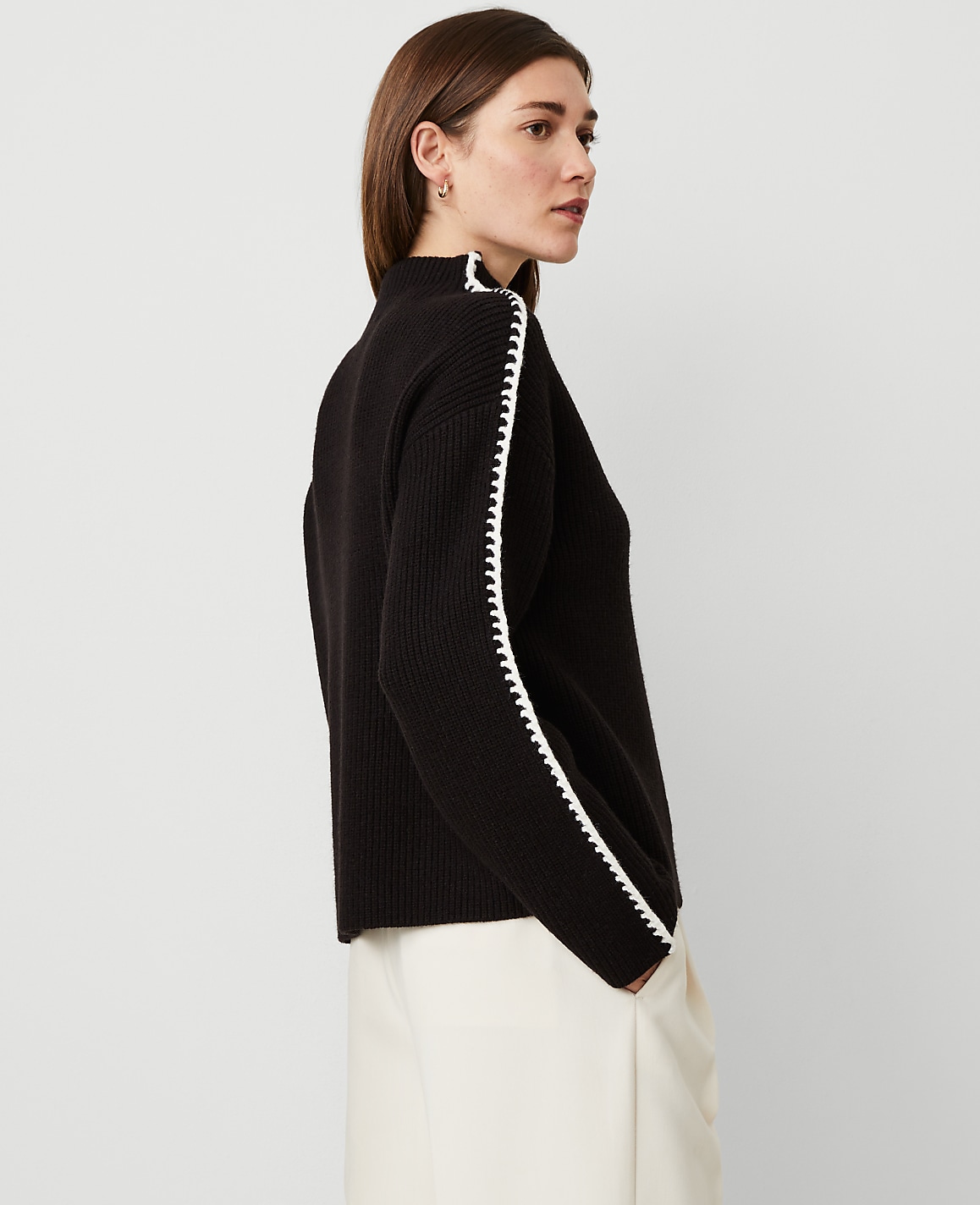 Blanket Stitch Turtleneck Sweater