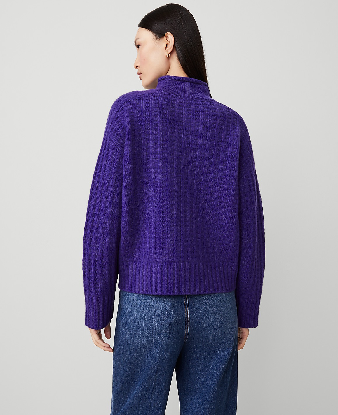 Cashmere Waffle Stitch Roll Neck Sweater