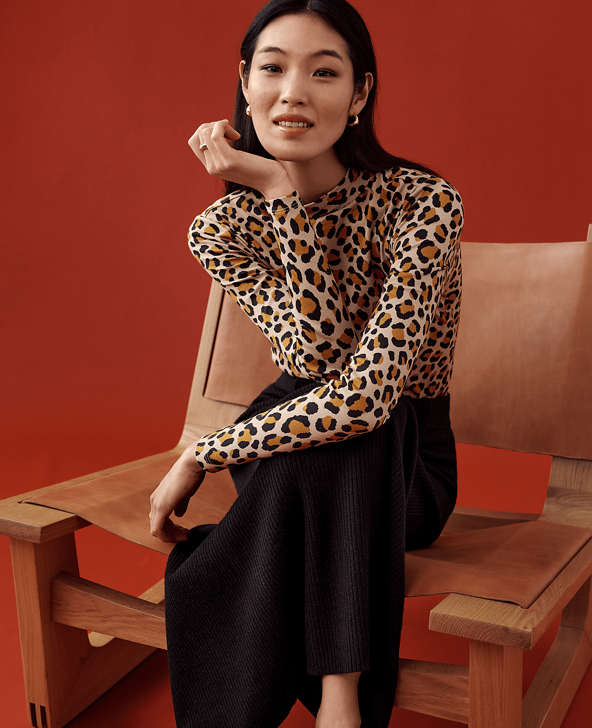 Animal Print Mock Neck Top