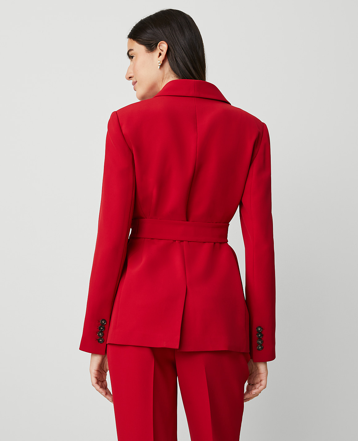 The Belted Shawl-Collar Blazer in Fluid Crepe