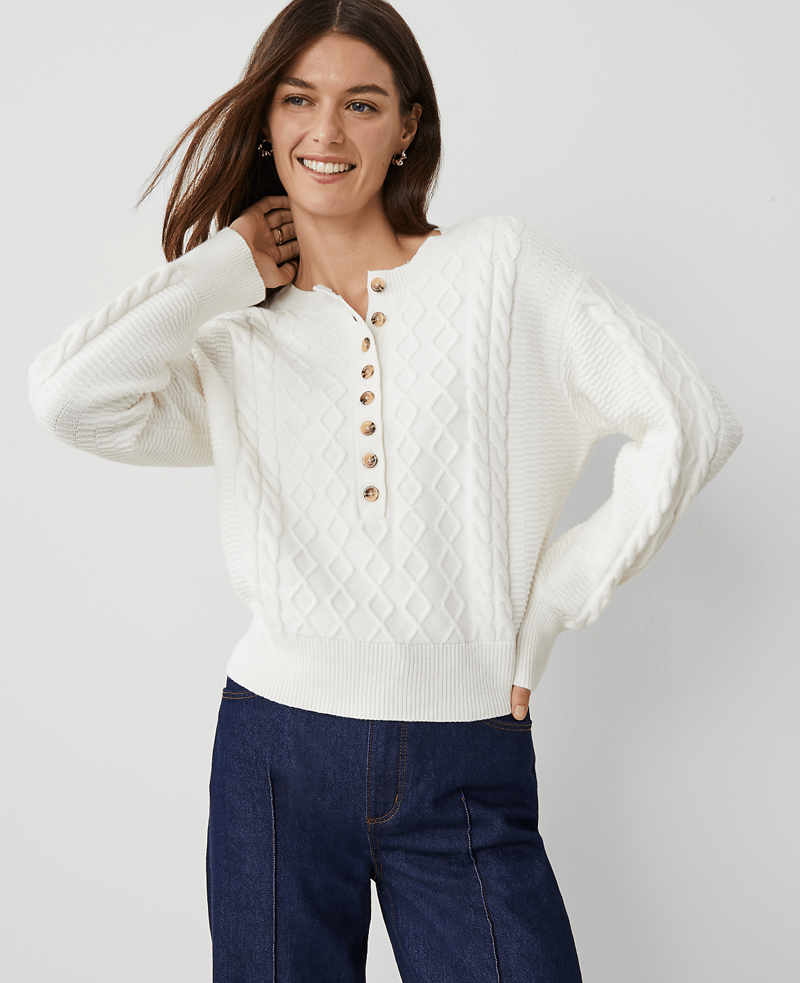 Weekend Collection Cable Henley Sweater
