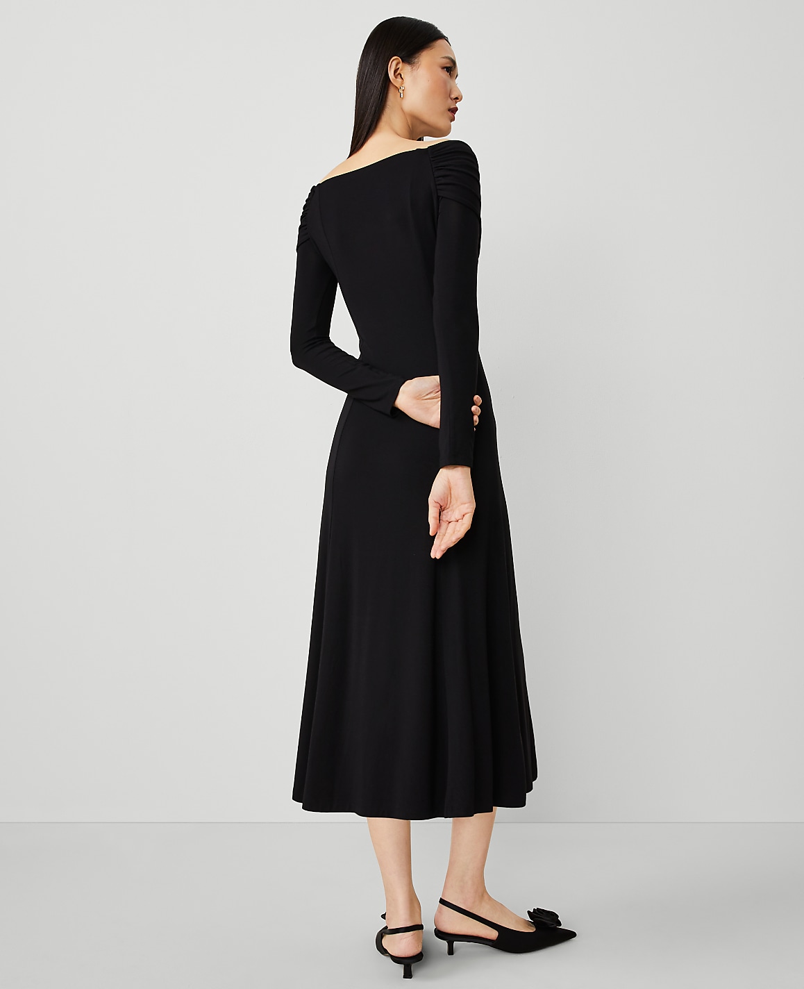 Twist Off The Shoulder Knit Midi Dress
